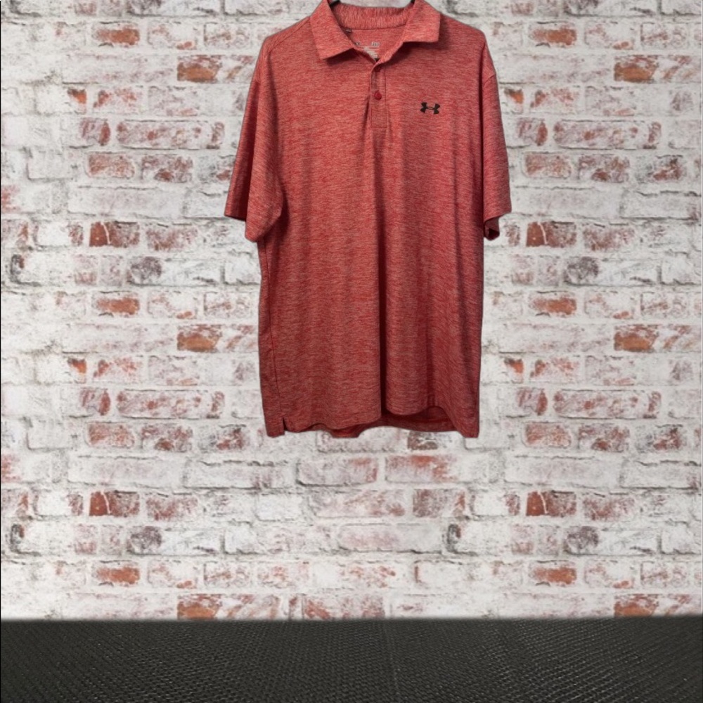 Under Armor / Heather Red Men’s Polo (Size: Large)